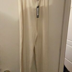 PrettyLittleThing Ivory Ribbed Trousers